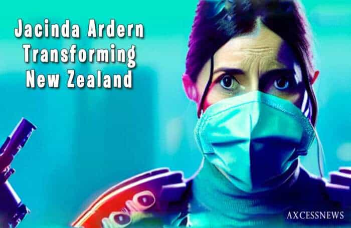 Jacinda Ardern transforming NZ. AxcessNews Cartoon.