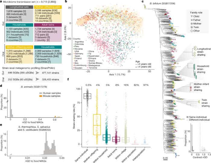 the microbiome transmission set from the paper "The person-to-person transmission landscape of the gut and oral microbiomes"