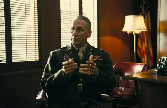 Will Roberts as General George C. Marshall in Oppenheimer. Photo: youtube screenshot.