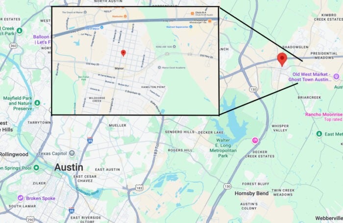 Map of Manor, Texas