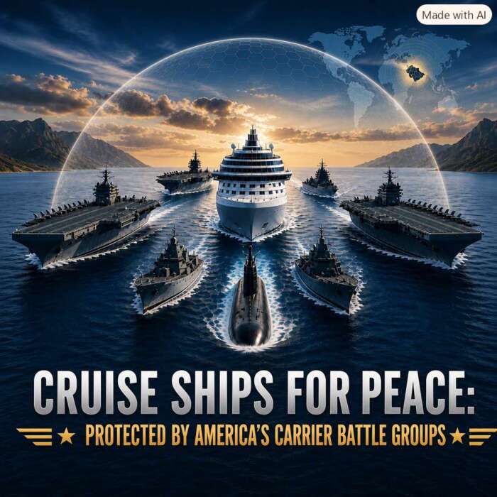 carrier battlegroup protects peace cruise ship with Transcendental Meditation.